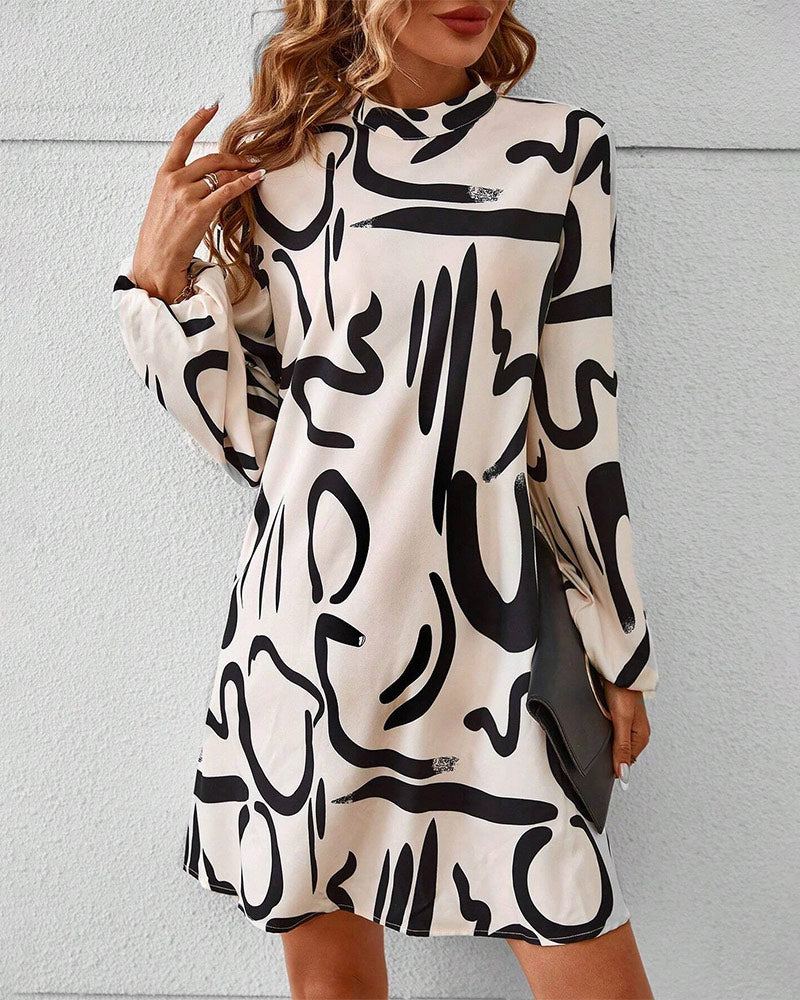 Casual Graphic Print Crew Neck Dress