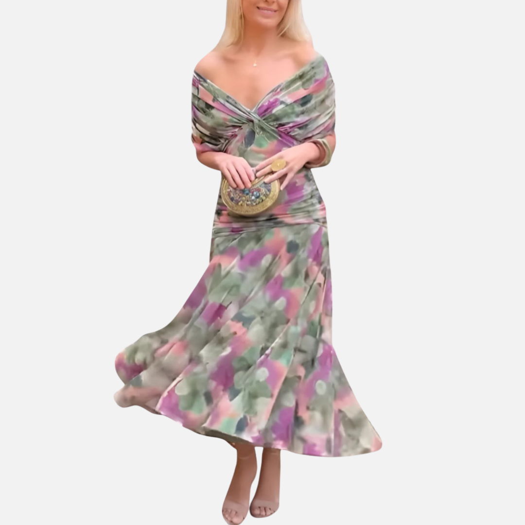 Rosie | Off-Shoulder Pleated Dress