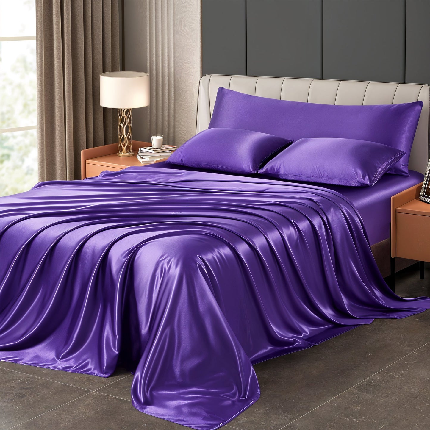 Soft Satin Bed Sheets - Full Size Sheet Set with Extra Deep Pockets - Luxivelle