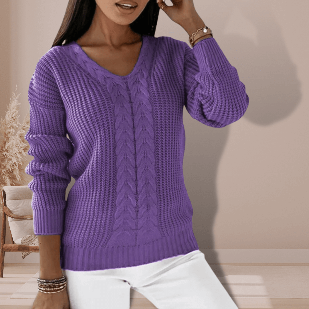 Ladies' Crew Neck Fitted Knit Sweater