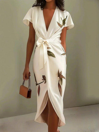 Chic Floral Midi Wrap Dress