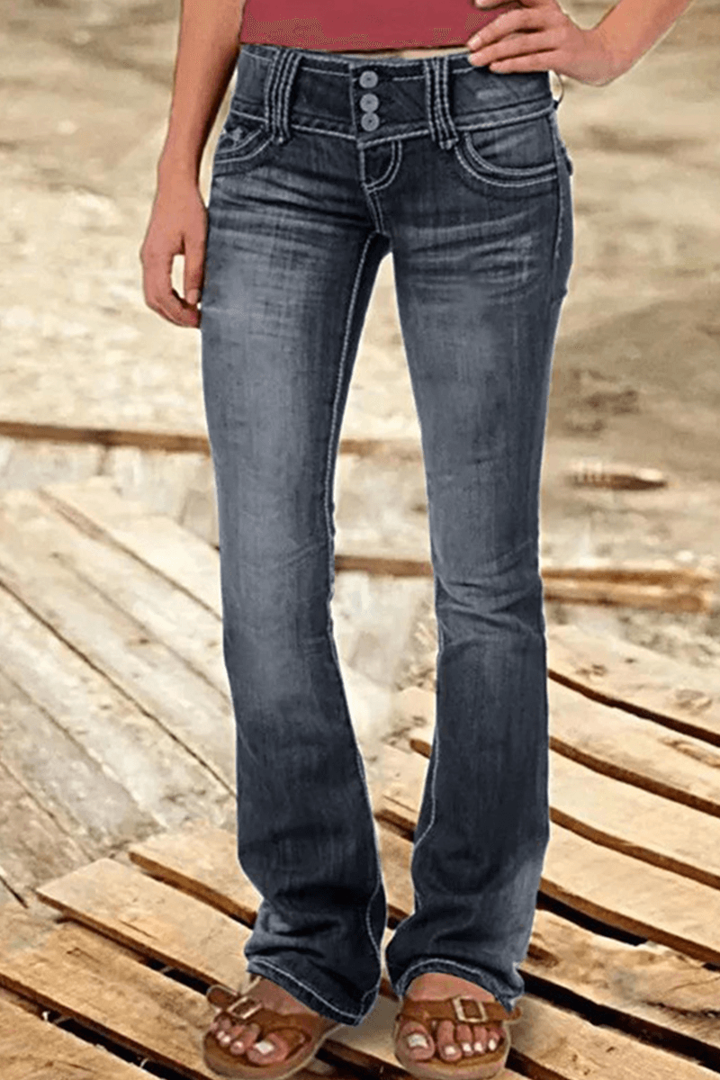 Distressed High Waist Wide Leg Women's Jeans