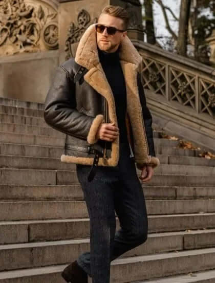 Luxury Faux Fur Aviator Jacket