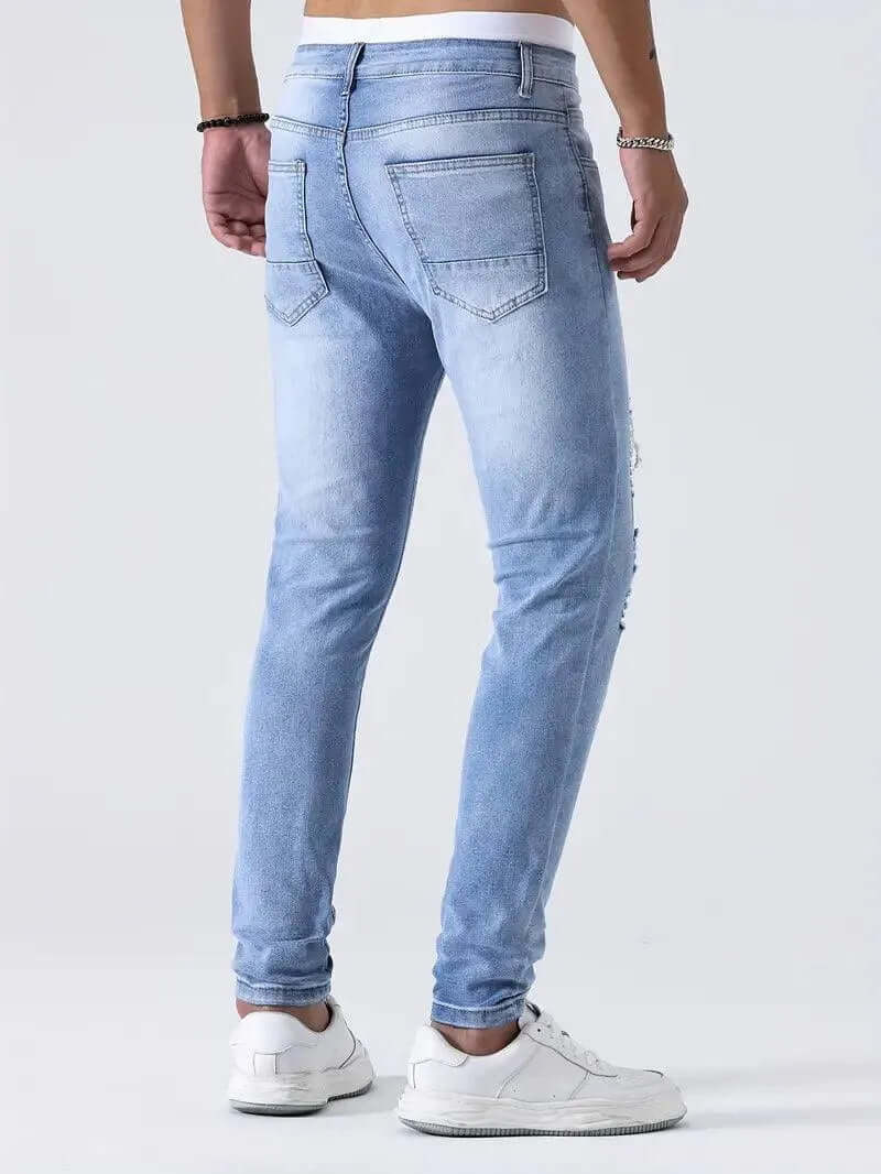 Skinny Fit Distressed Stretch Denim Jeans