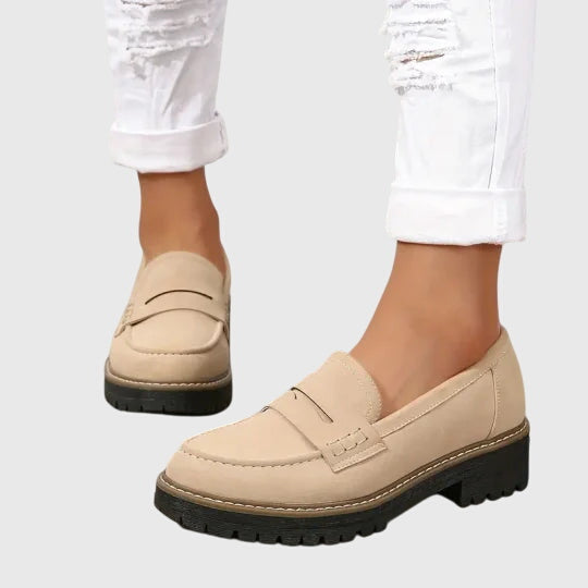Ladies Thick Leather Slip On Shoes