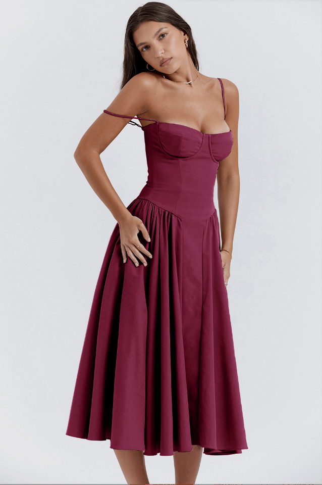Feminine Strapless Bodycon Mid Length Dress