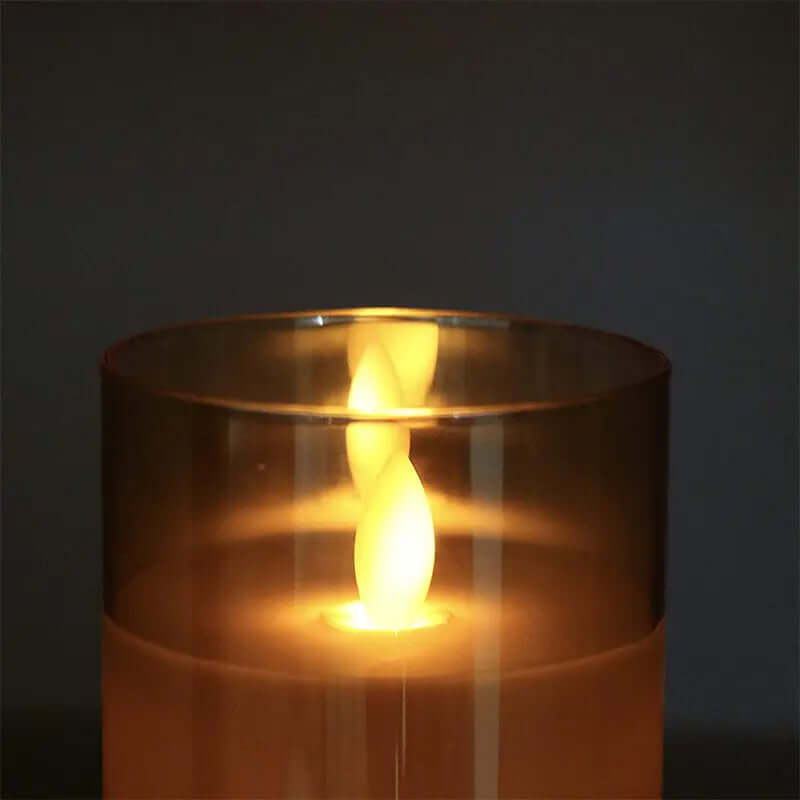 Set of 3 Authentic Faux Flame Candles in Clear Glass
