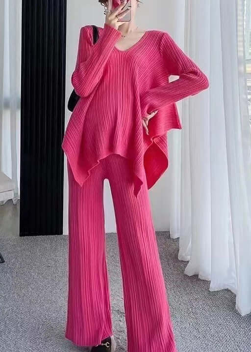 Ladies Soft V Neck Top and Pants Set - Luxivelle
