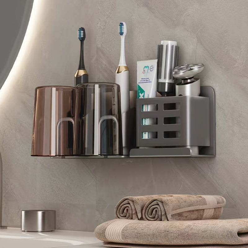 Sleek Wall Mount Toothbrush Holder with Drainage Slots