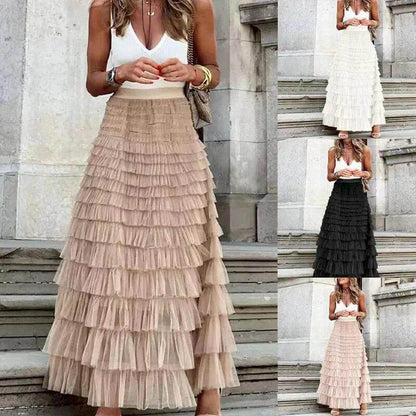 Floral Ruffled Midi Skirt for Women