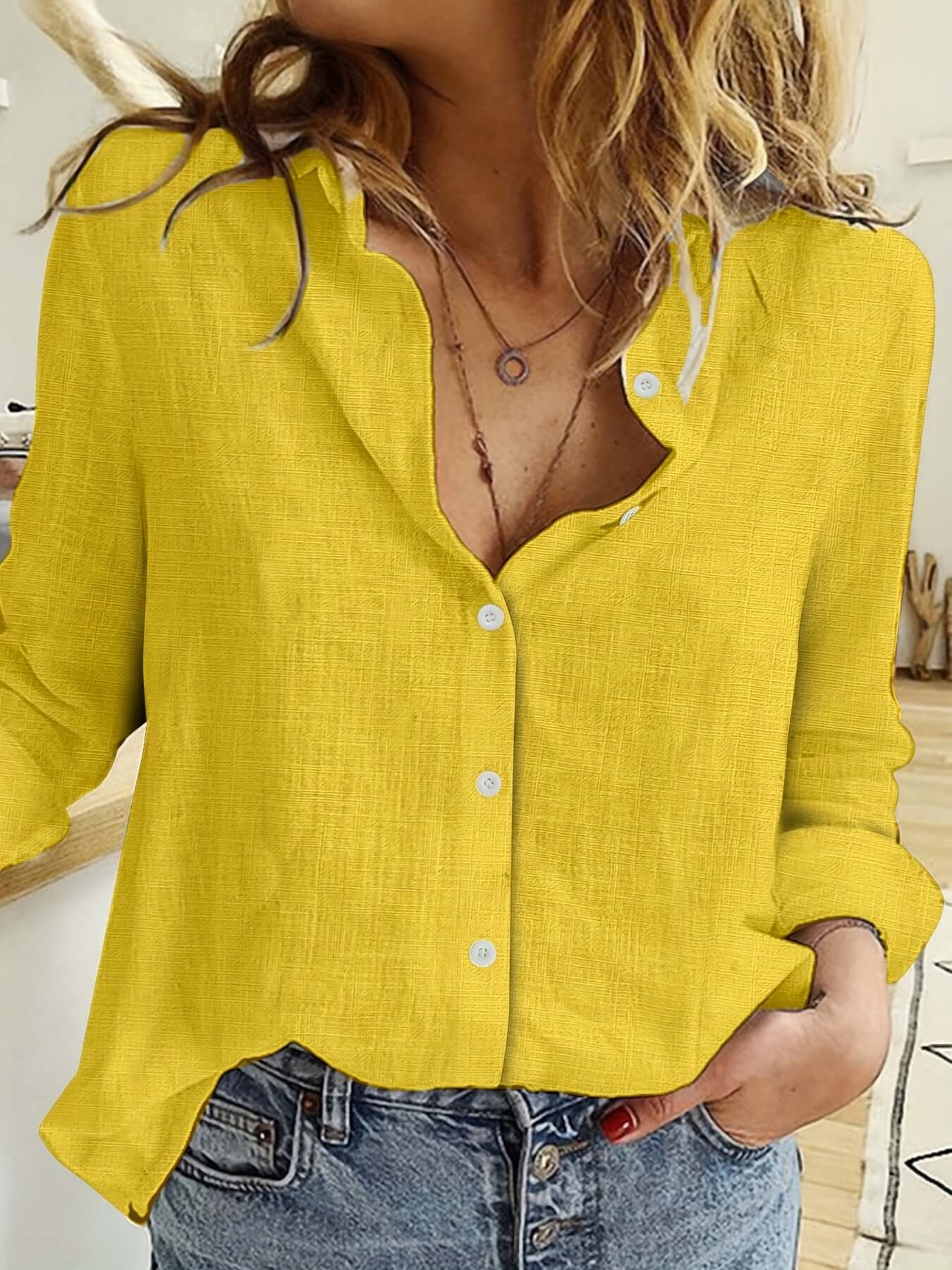 Casual Loose Fit Women's Cotton Shirt - Luxivelle
