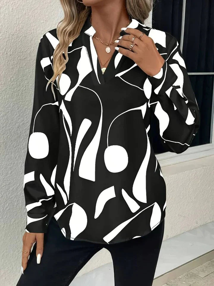 Women's V-Neck Floral Pattern Shirt