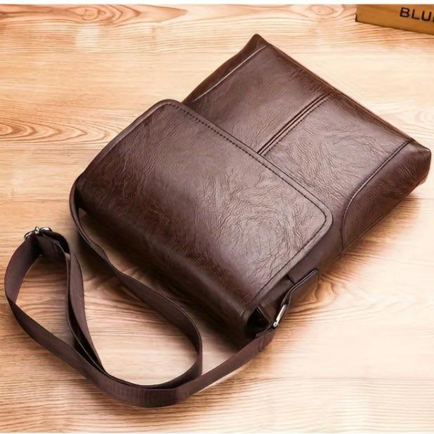 Classic Brown Leather Crossbody Bag for Men