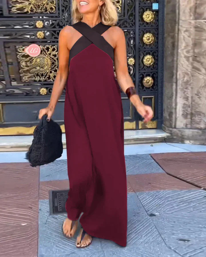 V-Neck Long Sleeve Maxi Dress
