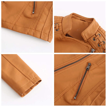 Ladies Vegan Leather Motorcycle Jacket