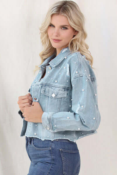 Classic ladies' Beaded Jeans Jacket