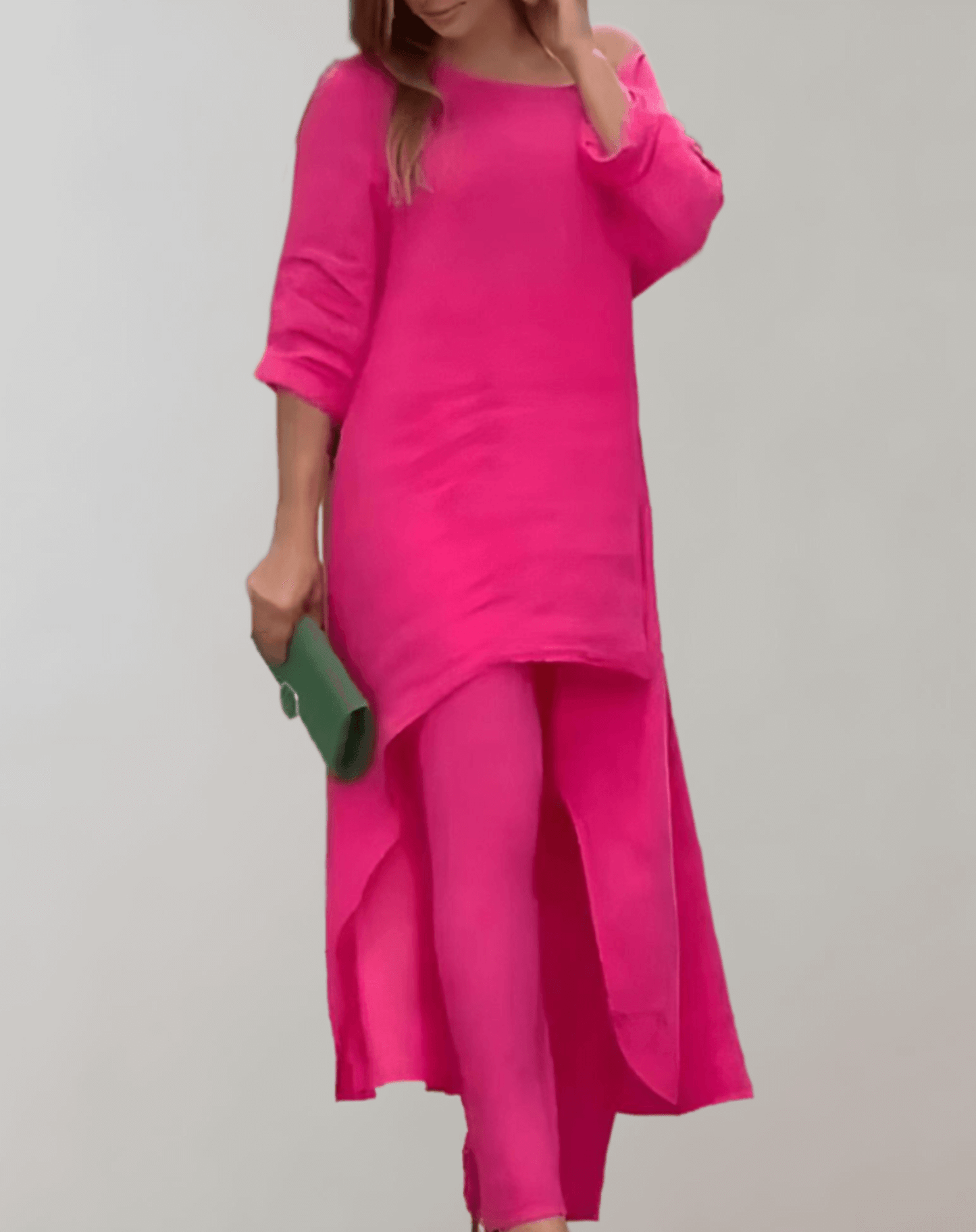 Ladies 2pc Off Center Tunic Dress Pants Outfit