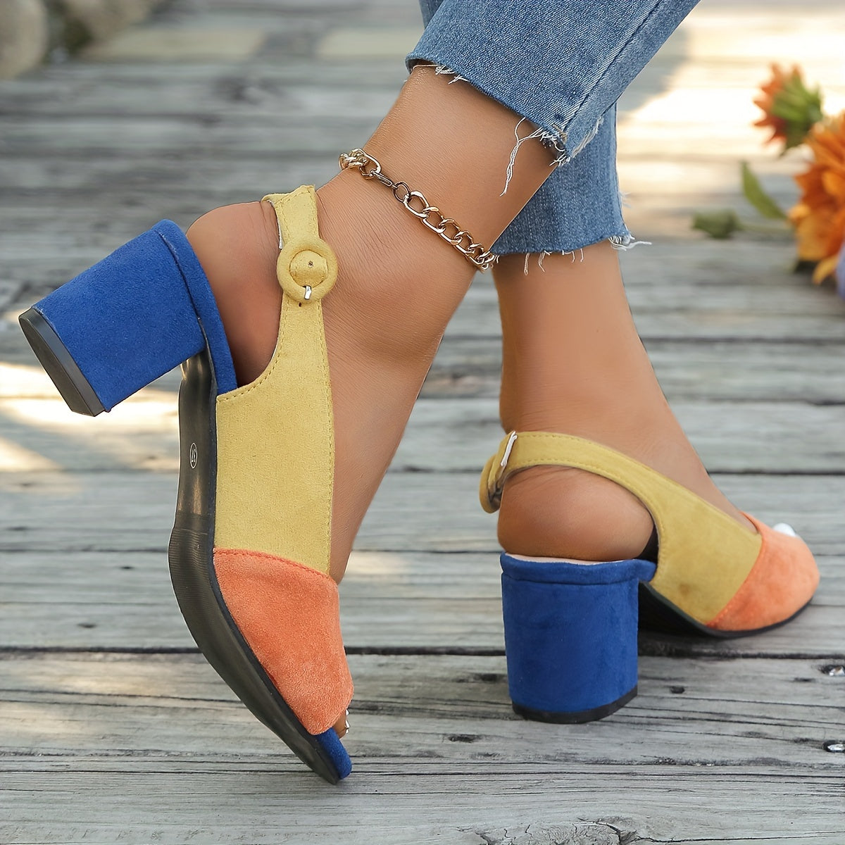 Stylish Block Heel Slingback Shoes