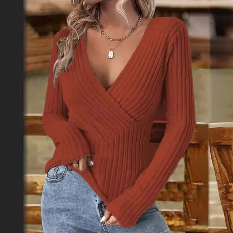 Soft Women's V-Neck Cable Knit Sweater