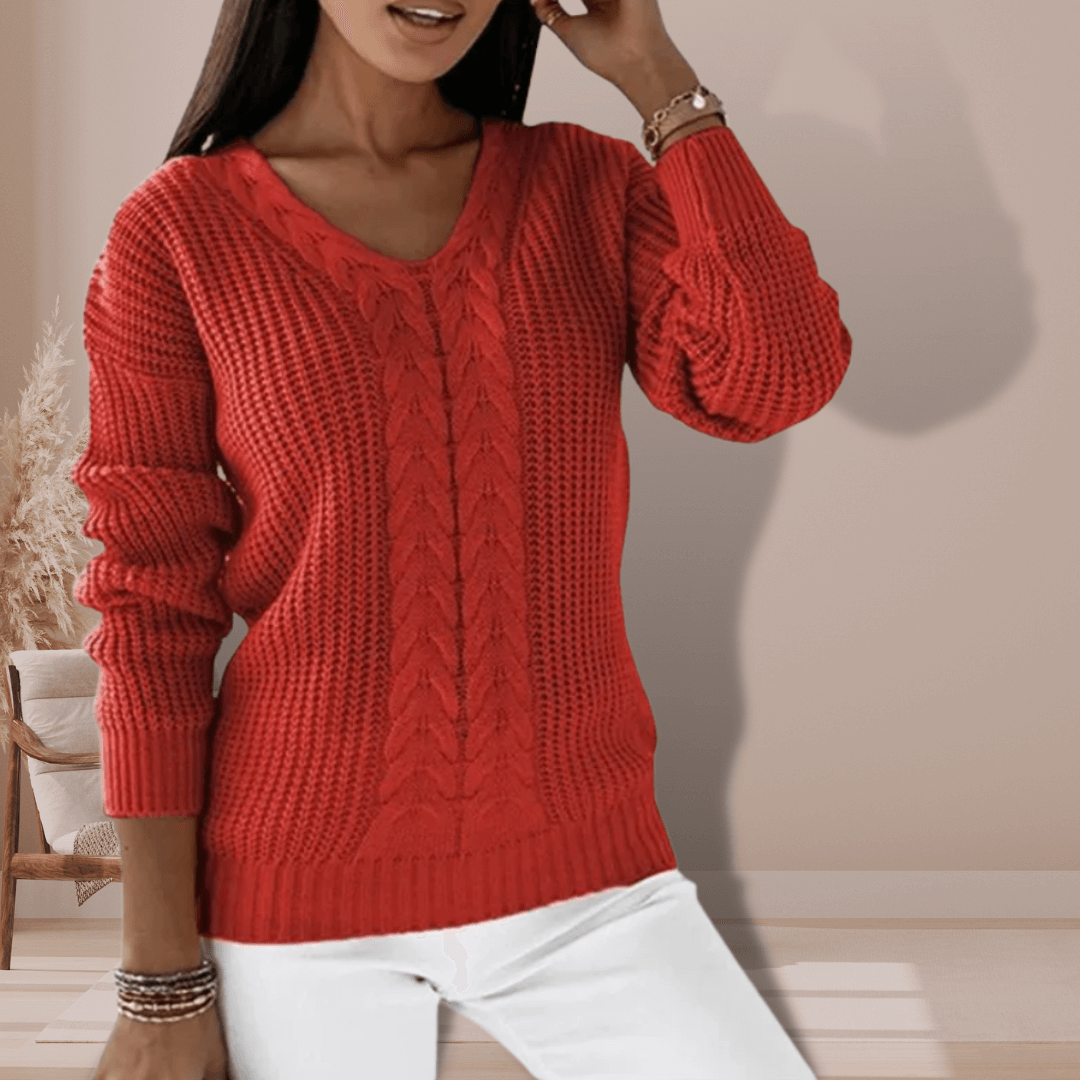 Ladies' Crew Neck Fitted Knit Sweater