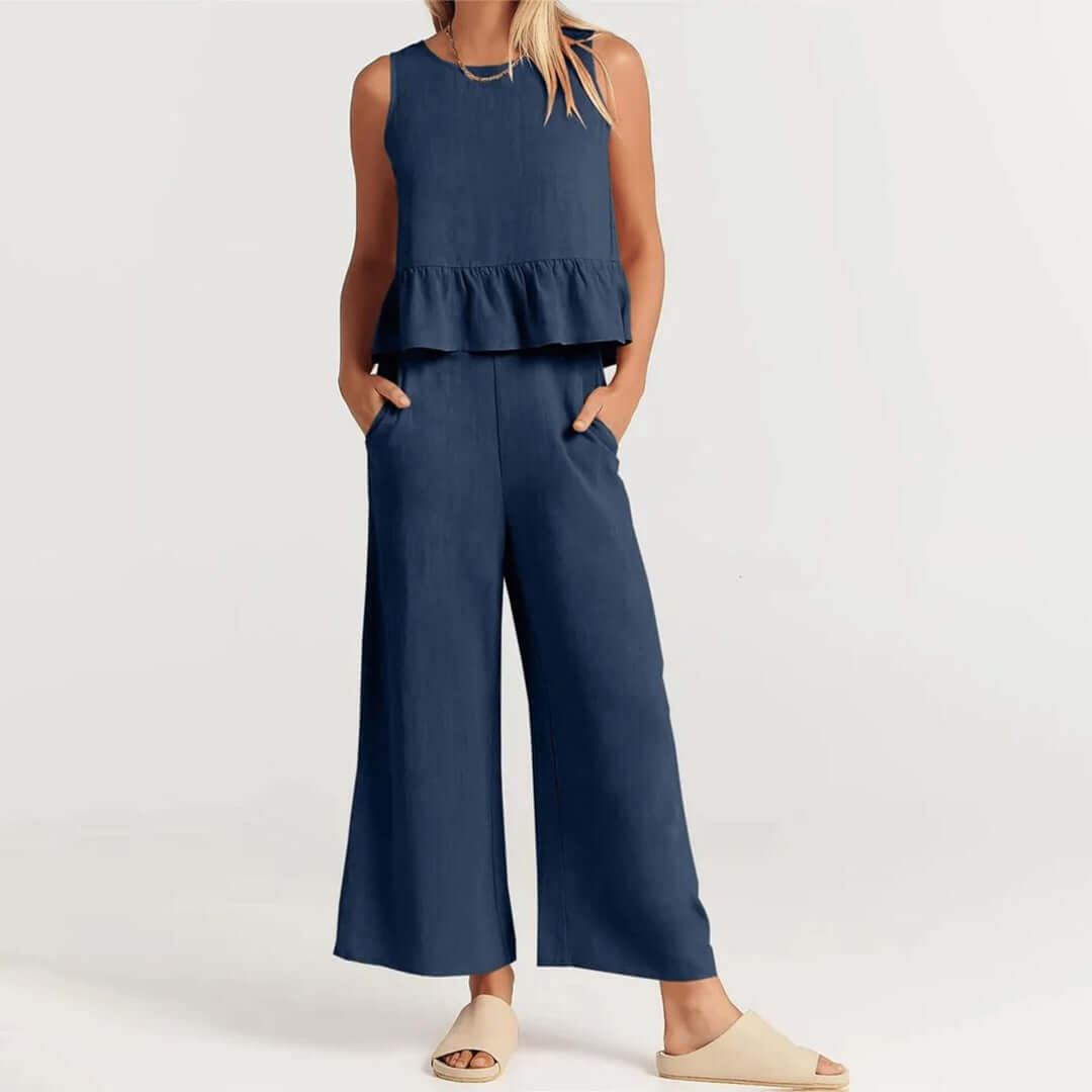 Light Blue Two Piece Relaxation Set - Luxivelle