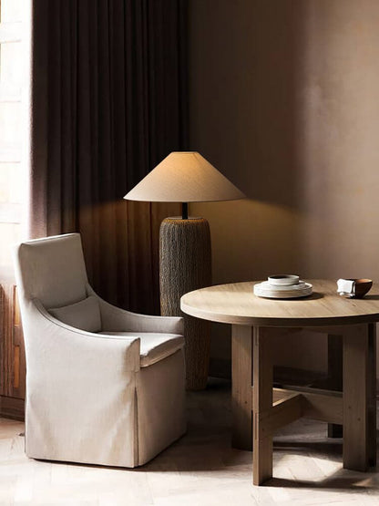 Traditional Wooden Table Lamp with Metal Details
