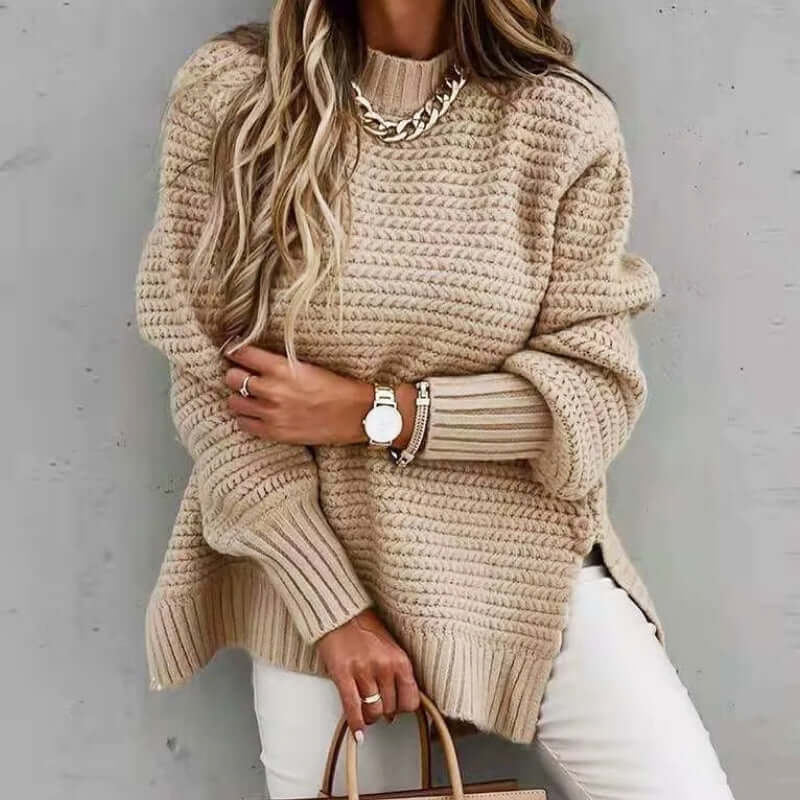 Ladies' Crew Neck Warm Knit Sweater