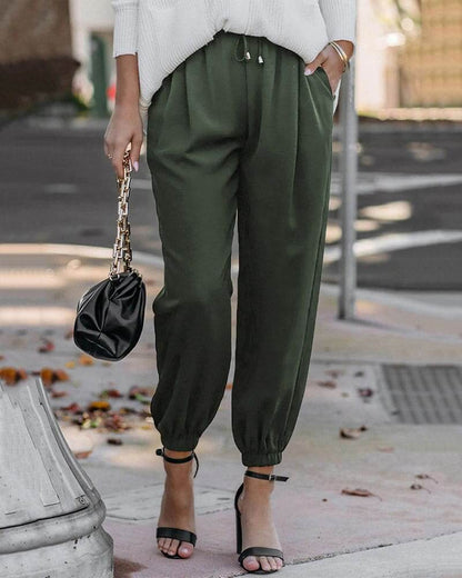 Relaxed Fit Elastic Waist Pants