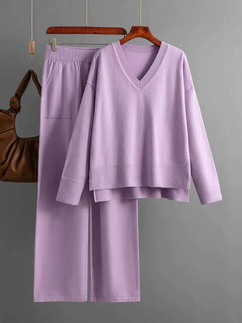 Ladies' Crew Neck Jumper and Loose Fit Pants Set