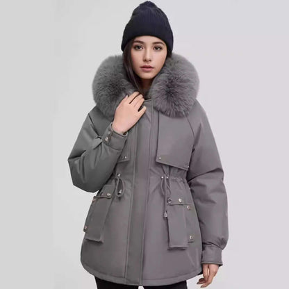 Ladies Warm Faux Fur Lined Parka Coat