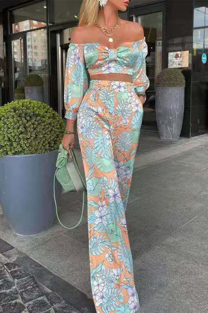 Women's Floral Cold Shoulder Jumpsuit Set - Luxivelle