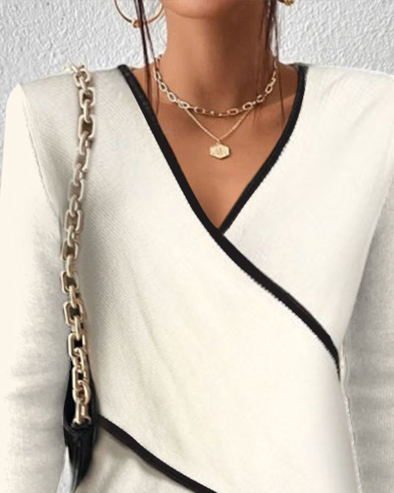 Ladies' Classic V-Neck Long-Sleeve Shirt