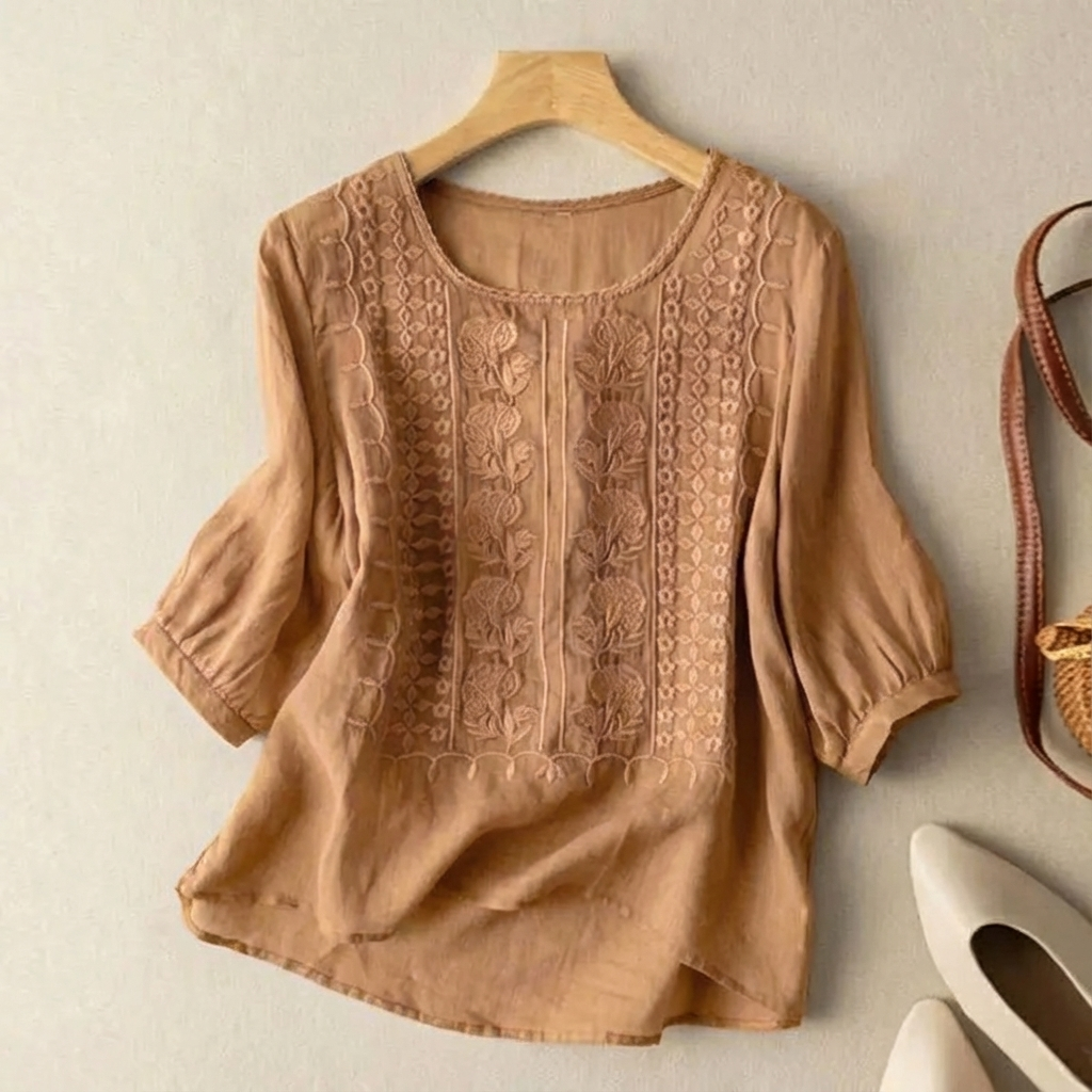 Casual Embroidered Loose Fit Blouse