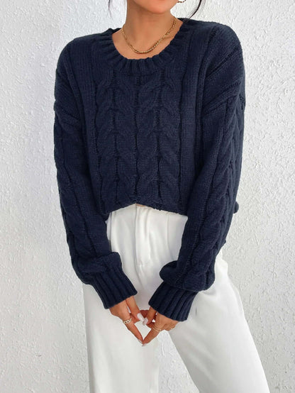 Relaxed Fit Cable Knit Sweater