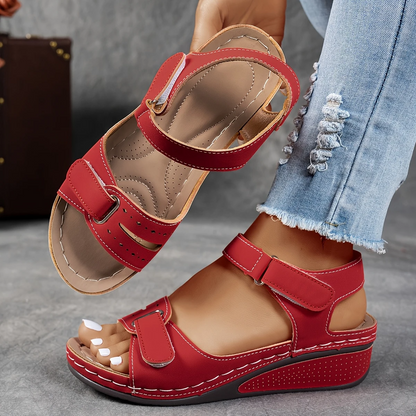 Elegant High Heel Wedge Sandals with Buckle Strap