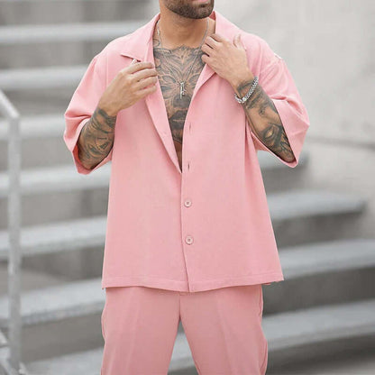 Relaxed Fit Casual Shirt and Pants Set