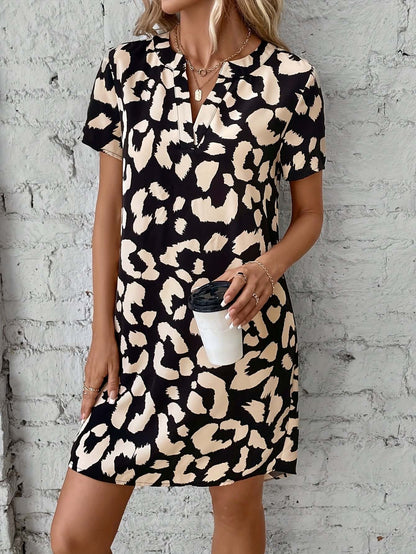 Animal Print Deep V Dress
