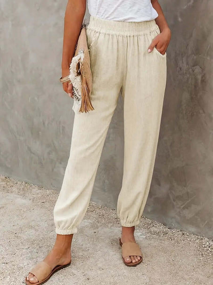 Comfortable Women's Drawstring Hemp Pants