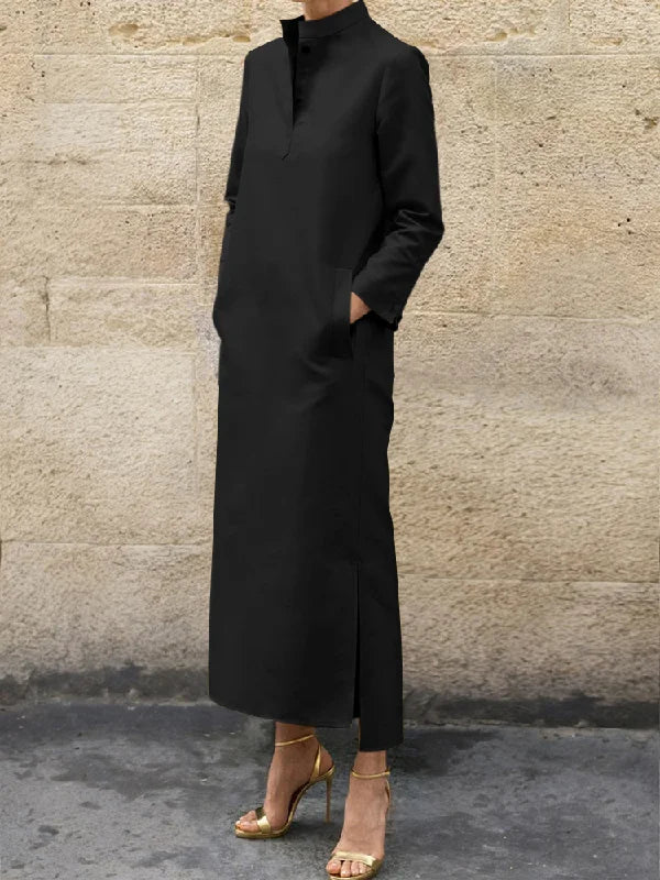 Ladies' V-Neck Split Side Midi Dress