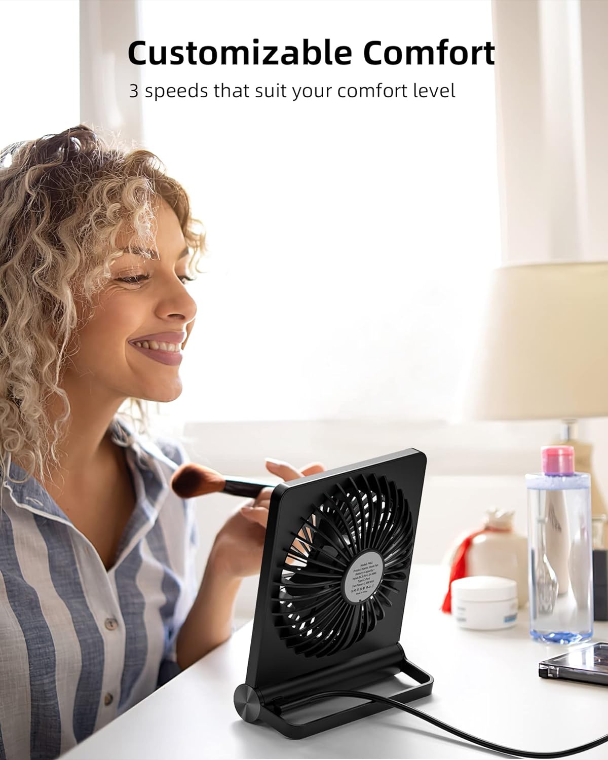 Quiet Compact Personal Desk Fan – Strong Cooling