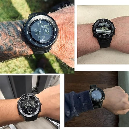 Rugged Men's Digital Outdoor Watch - Water Resistant & LED