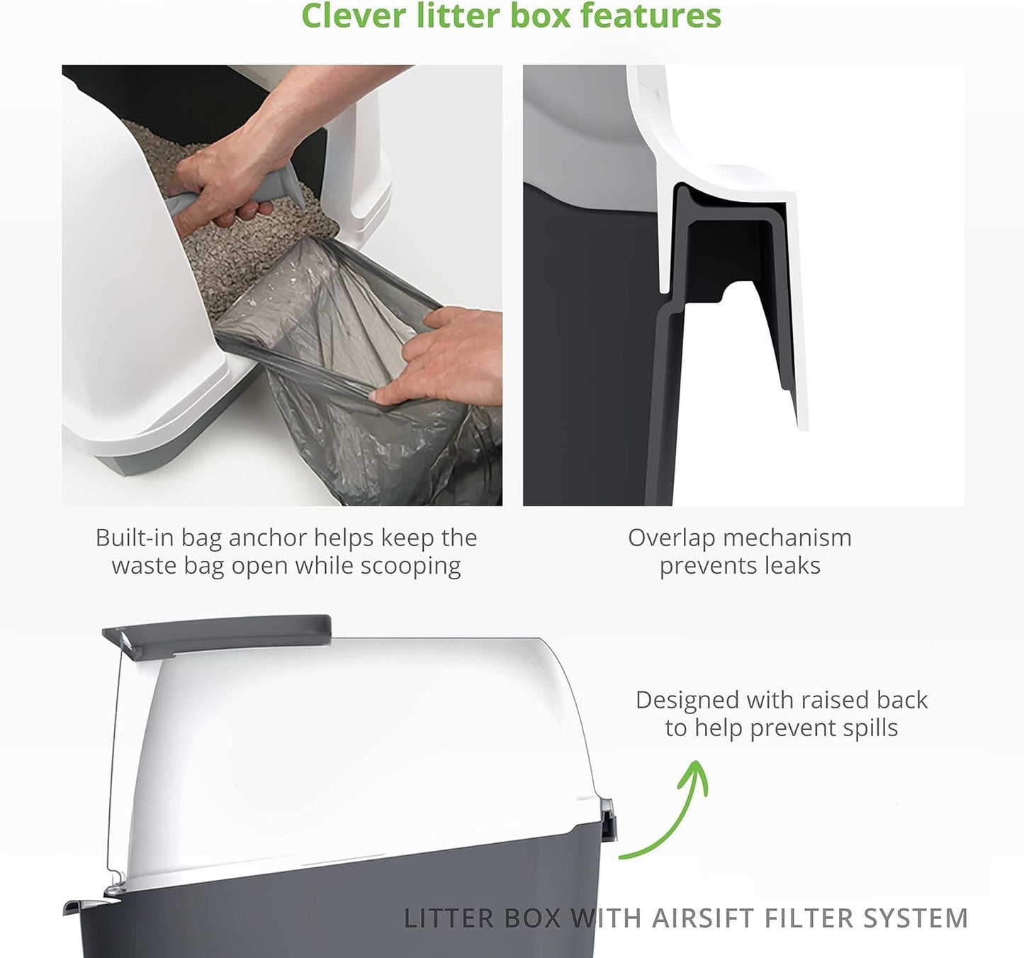 Large Covered Cat Litter Box with Odor Absorbent Filter