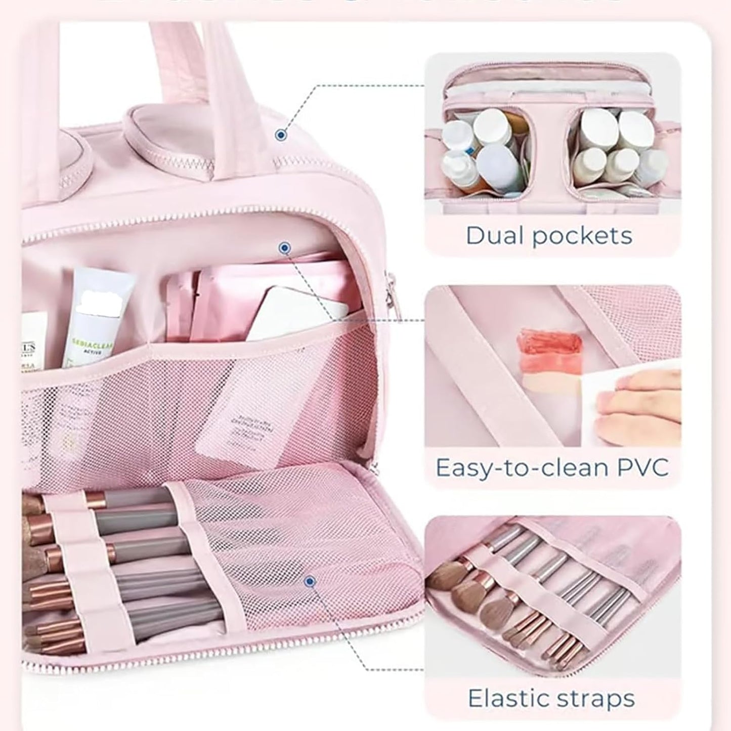 Spacious 4-in-1 Travel Toiletry Bag for Women