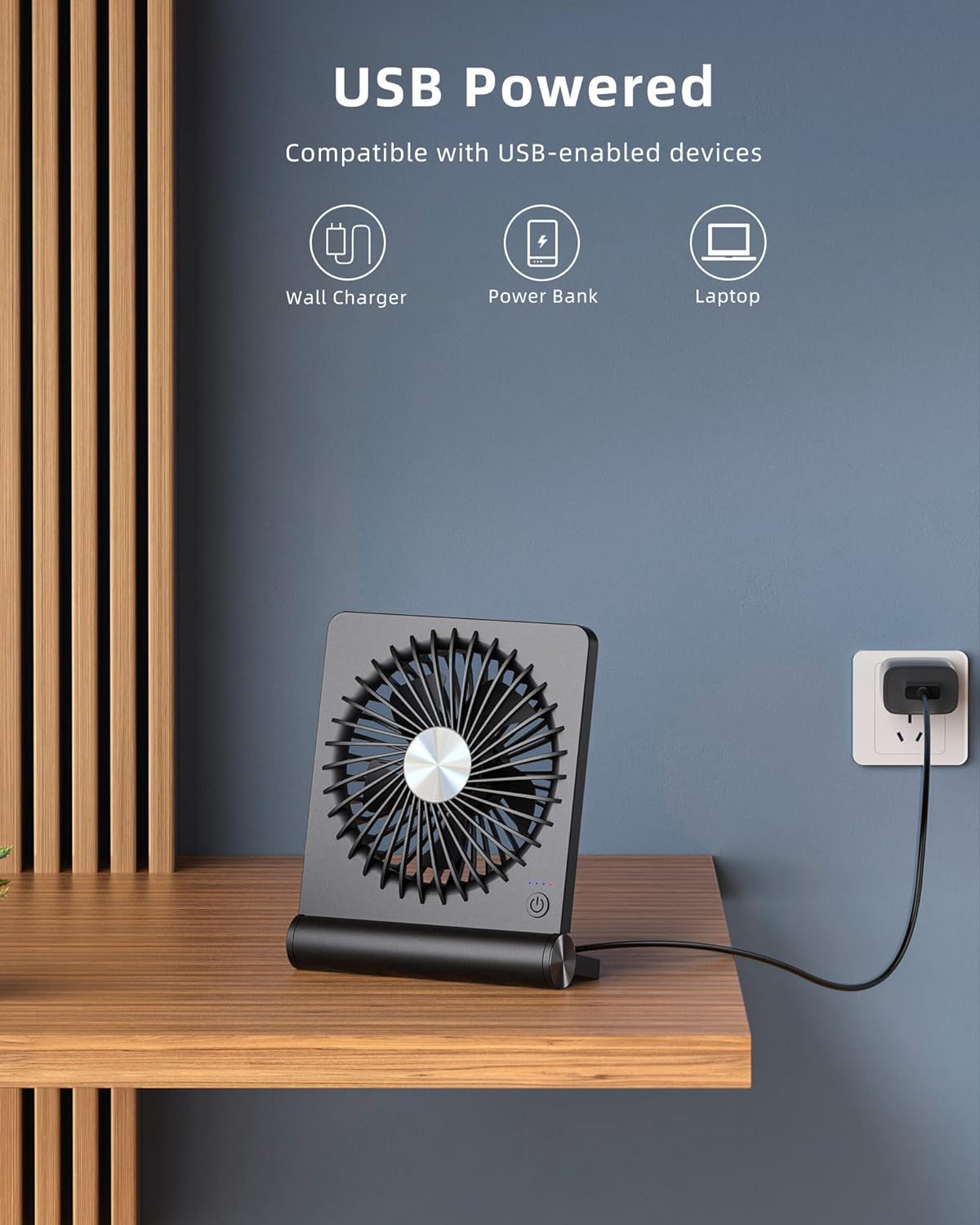 Quiet Compact Personal Desk Fan – Strong Cooling