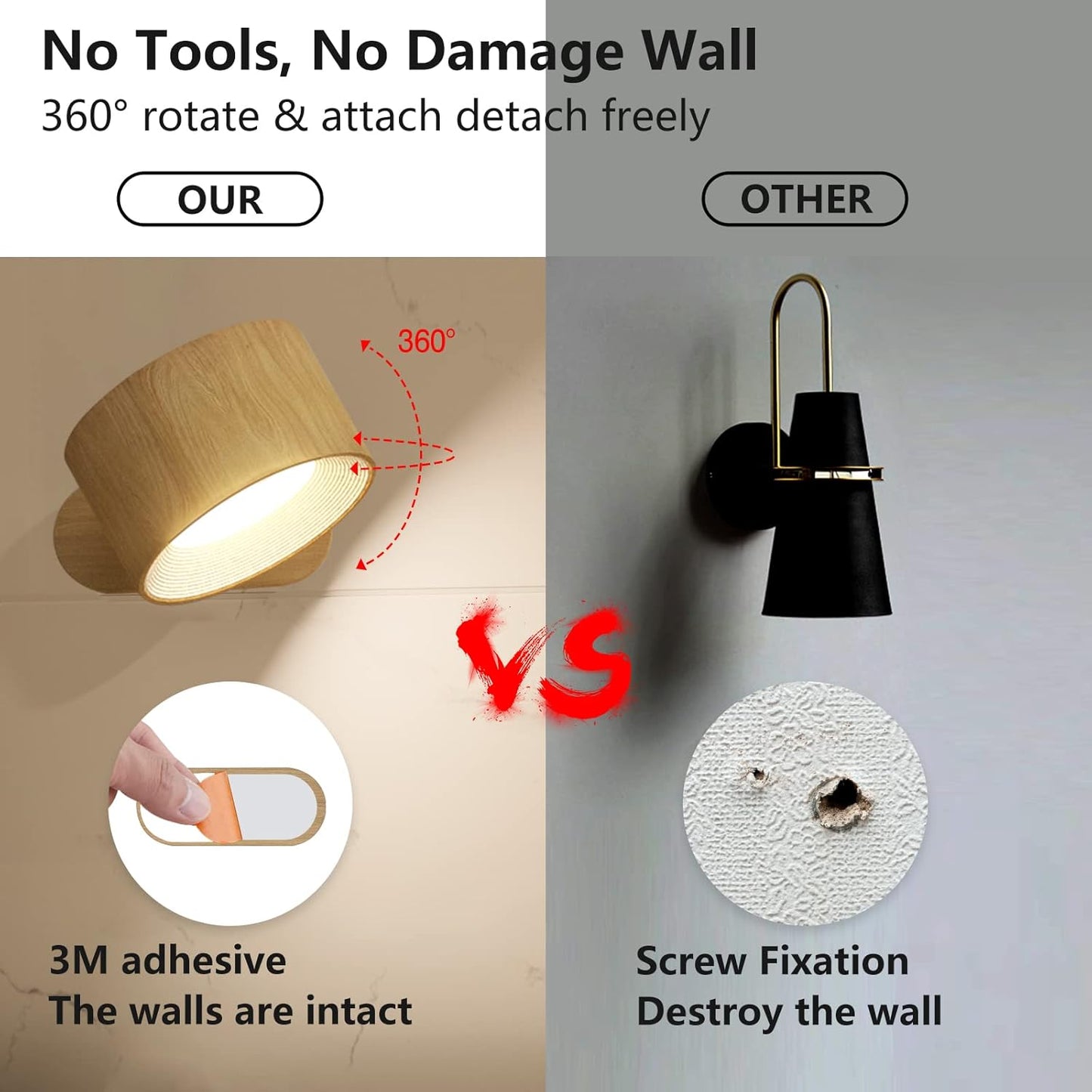 Bright Wireless LED Wall Light with Remote Timer