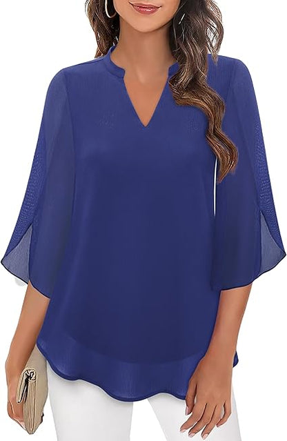 Lightweight V Neck Floral Blouse Women's Summer Top