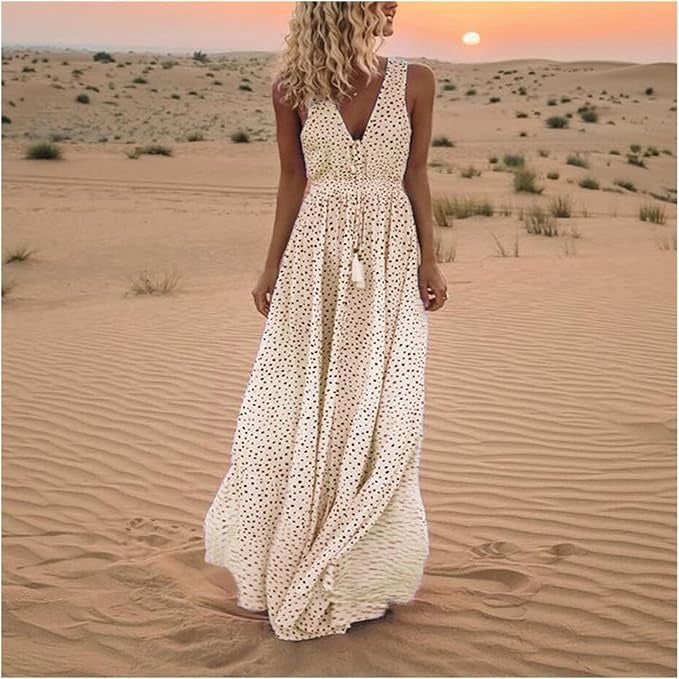 Vintage Inspired Spotted Long Dress - Luxivelle
