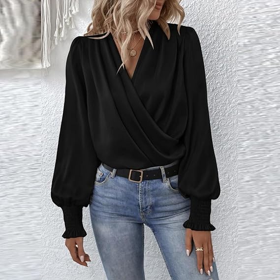 Flattering Ruffled Bell Sleeve Women's Blouse