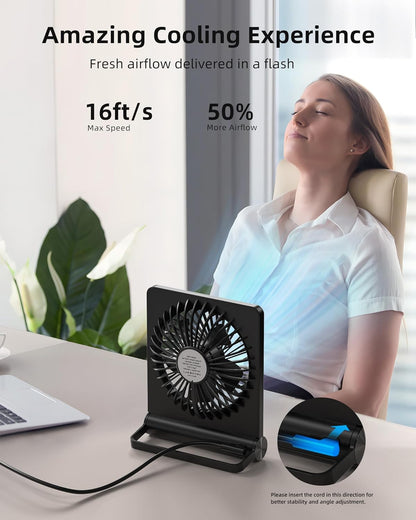 Quiet Compact Personal Desk Fan – Strong Cooling