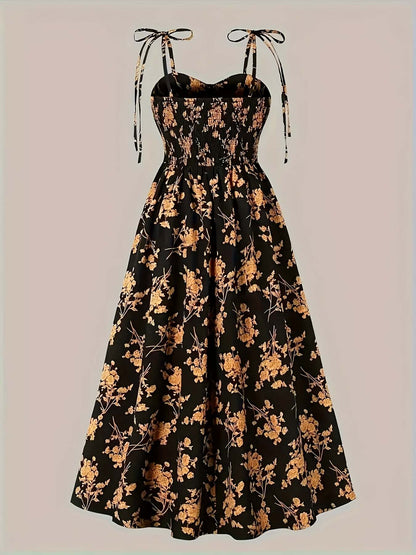 Pretty Floral Summer Dress with Adjustable Straps - Luxivelle